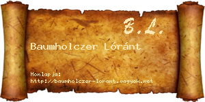Baumholczer Lóránt névjegykártya
